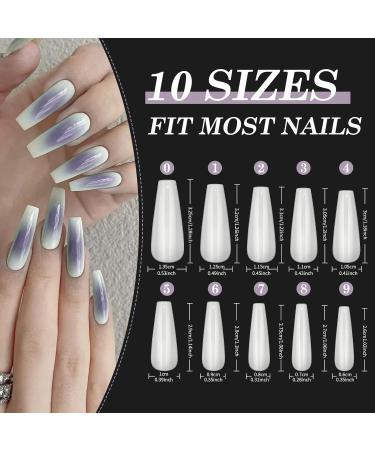 Venares Acrylic Fake Nail tips Set 500 Pieces Ballerina Tips for Gel Nails 10 Sizes Natural Full Cover False Tips Nails with Nail Glue Nails File Nail Buffer Block Nail Brush Nail Clippers and Box White - Buy Online on GoSupps.com