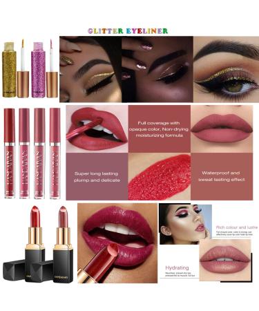 Complete Makeup Set Holiday Gift Box - Essentials Bundle with Eyeshadow, Concealer, Lipstick, Lip Gloss, Mascara, Eyeliner, Eyebrow Pencil, Lip Balm, Face Powder - Full Makeup Kit for Women - Buy Online on GoSupps.com