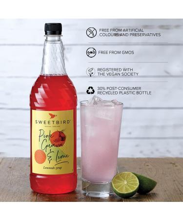 Sweetbird Pink Guava & Lime Lemonade Syrup - 1L Bottle (Vegan Friendly) - Buy Online on GoSupps.com