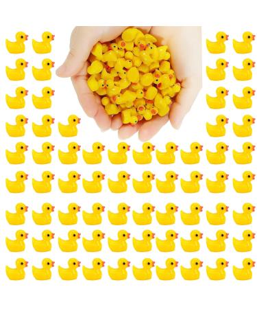 100PCS Mini Resin Ducks Realistic Shape Tiny Ducks Cute Miniature Toy Baby Bath Time Toys Mini Rubber Ducks Ornaments for Aquariums Dollhouses Potted Plants Garden Landscapes Decoration 100Pcs-Yellow