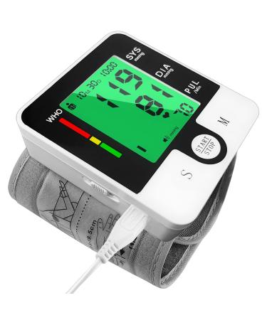YDI Wrist Blood Pressure Monitor Automatic Digital Home BP Monitor Intelligent Voice LCD Tri-Color Backlight USB Charging Adjustable Cuff Irregular Heartbeat & Hypertension Detector
