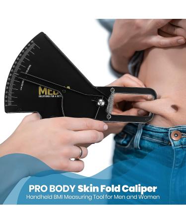 Pro Body Skin Caliper - Accurate Handheld BMI Measuring Tool for Men and Women - Monitoring Fitness and Weight Loss Goals - Includes Instructions and Body Fat Chart - Black - Buy Online on GoSupps.com