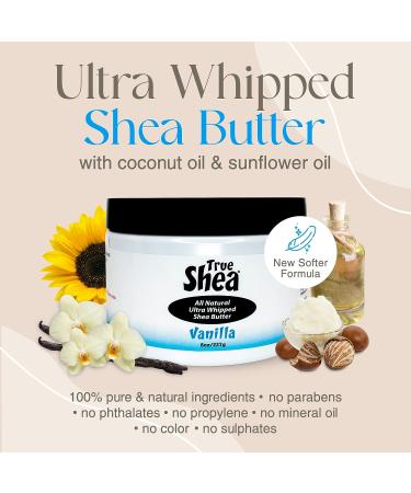 Vanilla-Scented Moisturizing Whipped Shea Butter | All-Natural Skincare Must-Have with Raw Shea, Sunflower & Coconut Oil | 8 oz - True Shea - Buy Online on GoSupps.com