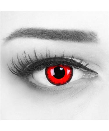 Buy Meralens Red Black Crazy Contact Lenses - Annual Strength -1.00 Diopters for Mardi Gras Carnival Halloween | Top Quality with Container - Buy Online on GoSupps.com