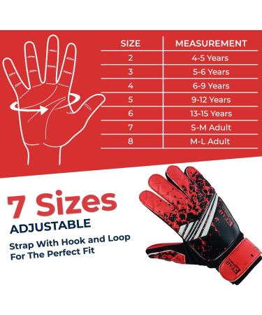 EFAH Sports Football Goalkeeper Gloves for Boys | Grippy Size 4 Soccer Gloves for Ages 6-9 - Red - Buy Online on GoSupps.com