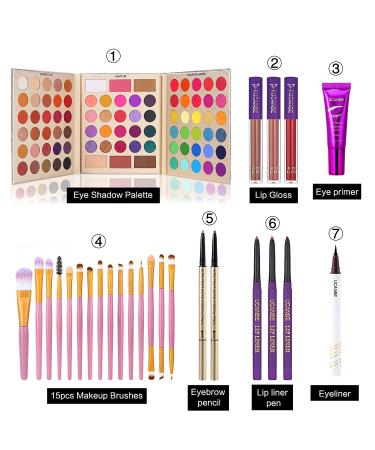 UCANBE 86 Color Eyeshadow Palette Kit with Brushes, Eyeliner, Primer, Lipstick - Ultimate Makeup Gift Set for Women - Buy Online on GoSupps.com