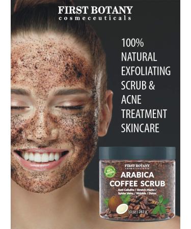 Organic Arabica Coffee Scrub with Coconut and Shea Butter - Acne & Cellulite Treatment, Varicose Vein Therapy - 10 oz - Buy Online on GoSupps.com
