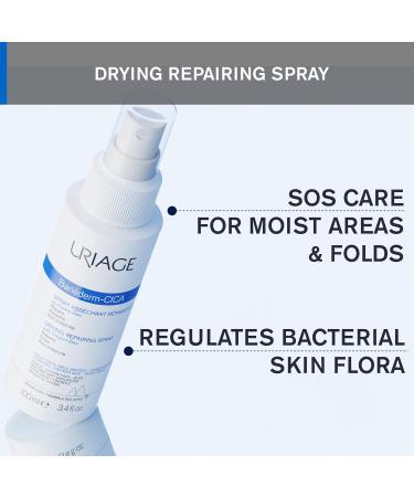 Uriage Bari derm-CICA Drying Repairing Spray With Cooper-Zinc 100ml - Absorbs Excess Moisture and Dries Out Wet Oozing Areas - Calms Purifies & Soothes Skin Folds - Buy Online on GoSupps.com