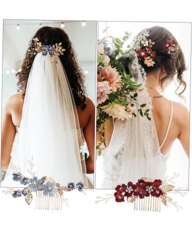 FOMIYES 10 Sets Bridal Headwear Flower Hair Accessories Bridal Tiara Pearl Hair Barrettes Bridal Hair Comb Blue Tiara Side Combs Blue Flower Hair Clip Tiaras Vintage Bridesmaid Aquamarine - Buy Online on GoSupps.com