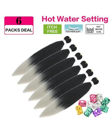 Xusuperb Ombre Silver Gray Pre-Stretched Braiding Hair - 20 Inch Soft Yaki Texture Extensions (6 Packs) | T1B/Gray# Kanekalon Hair for Stylish Braids - Buy Online on GoSupps.com