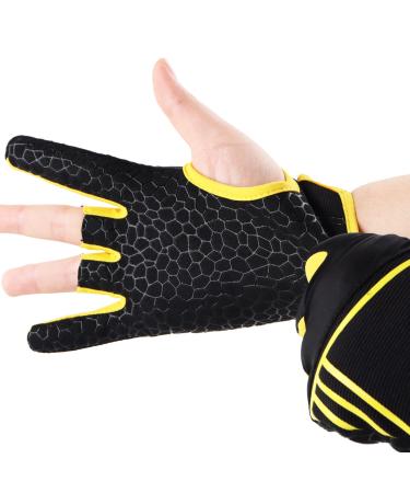 MULESID Bowling Gloves Left/Right Hand Lycra Breathable Stair Fabric Cycling Gloves -Palm Microfiber and Silica Gel Fitness Gloves for Men & Women Large-X-Large Yellow