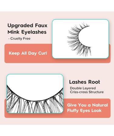 Buy False Eyelashes - Natural Wispy Look C Curl Strip Lashes 10mm Short 0.1MM Thin Band - Siligli Eyelashes 7 Pairs Classic S64 - Buy Online on GoSupps.com