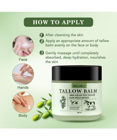 Beef Tallow and Honey Balm for Skin - All-Natural Moisturizer Hydrates and Nourishes the Skin Grass-Fed Beef Tallow & Honey Balm Blend Deeply Moisturizing for Face & Body Natural Skin Care Balm 2.0 oz - Buy Online on GoSupps.com