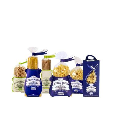 Pasta Pasta Tasting Pasta CAVALIERI Box of 3 kg: Calamarata - Bucatini - Maccheroni - Penne RIGATE - Whole linguine flour - FUSILLI - Handmade in Italy