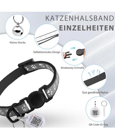 Reflective Cat Collar with Bell & QR Code - Adjustable Waterproof Kitten Collar for Boys & Girls - Comfortable Safety Buckle (Gray) - Buy Online on GoSupps.com