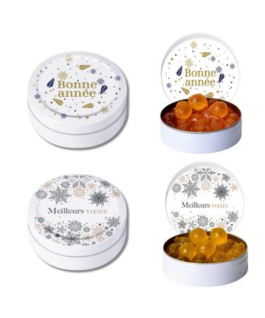 Duo of Honey & Mint Artisanal Candy Boxes - Special Happy New Year Edition - Gift to wish your best wishes - 45 grams - Duo 5 Model