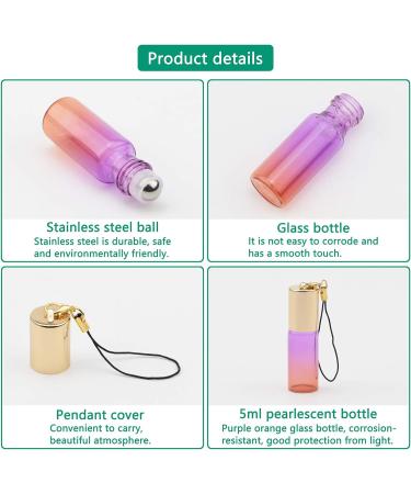 Rowiz 15PCS 5ml Purple-Orange Gradient Color Glass Roll on Bottles UV Protection Empty Sample Vial Essential Oil Glass Bottles with Stainless Steel Roller Balls and Golden Screwcap with Buckle - Buy Online on GoSupps.com