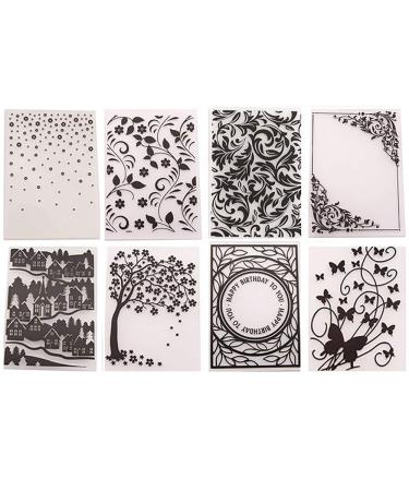 8Pcs Flower Leaf Butterfly Plastic Embossing Folder DIY Craft Template Molds Stamp Stencils Scrapbook Paper Cards Photo Album Making Tools Embossing Folders Handmade Art Craft Supplies Decorating Mold