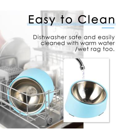 SuperDesign Mess Free 15 Slanted Bowl for Dogs and Cats Tilted Angle Bulldog Bowl Pet Feeder Non-Skid & Non-Spill Easier to Reach Food S/150ml Light Blue Light Blue 150 ml (Pack of 1) - Buy Online on GoSupps.com