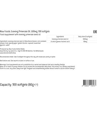 Now Foods Evening Primrose Oil 500mg Softgels - Lab-Tested, Soy Free, Gluten Free, Non-GMO - Buy Online on GoSupps.com