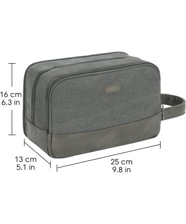 WANDF Travel Toiletry Bag for Men - Canvas Dopp Kit Organizer in Grey - Buy Online on GoSupps.com