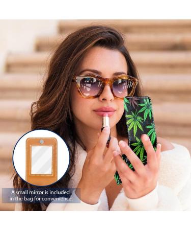 Buy Leather Lipstick Case Organizer with Mirror - Mini Lip Gloss Holder Bag | Colorful Fantasy Leaves - International Shipping Available - Buy Online on GoSupps.com