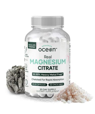 Organics Ocean Real Magnesium Citrate - High Absorption Magnesium Supplement - Chelated Magnesium to Support Energy Relaxation and Regularity 90 Count (Pack of 1)
