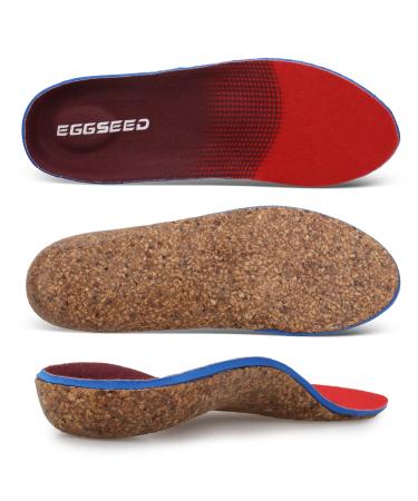 Plantar Fasciitis Relief Feet Cork Insoles Arch Supports Orthotics Inserts for Flat Feet  High Arch  Foot Pain Shoe Heel Inserts in Work Boots(for Women 12-13.5/Men11-12.5) Red Men 11-12.5/Women 12-13.5