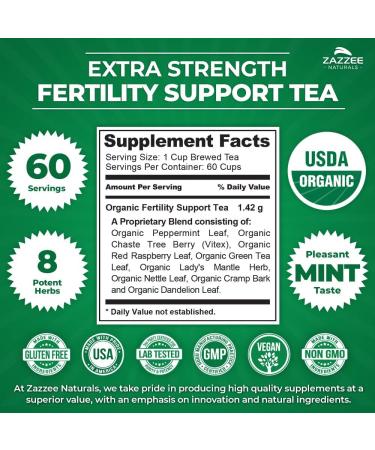 Zazzee Myo-Inositol Capsules & USDA Organic Fertility Tea - Support for Fertility and Reproductive Health - Buy Online on GoSupps.com