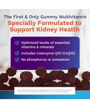 Renadyl Advanced Multivitamin Gummy for Kidney Health | Optimized Levels of Essential Vitamins and Minerals | 60 Chewable Gummies | Berry Flavored | Made in USA - Buy Online on GoSupps.com