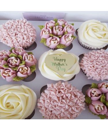 10pcs Happy Mother's Day Cake Topper Gold Acrylic Cupcake Decorating for Mother's Day Party Cake Decoration - Buy Online on GoSupps.com