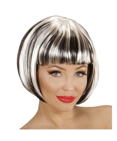 Widmann 04951 - Wig Fashion Streaks black and white disco theme party carnival