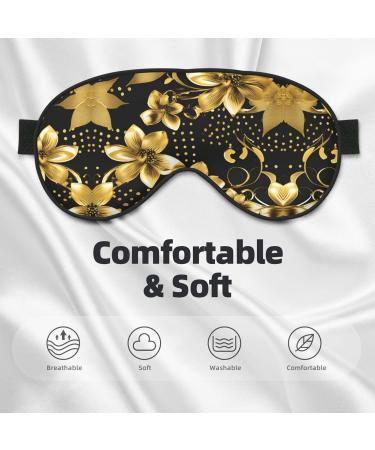 SSIMOO Black & Gold Floral Eye Mask - Ultra-Soft Light-Blocking for Comfort & Restful Sleep | International Shipping - Buy Online on GoSupps.com