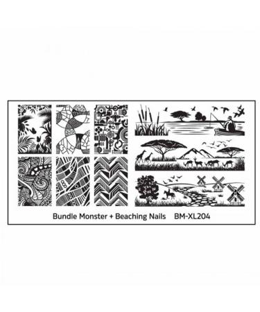 Stamping stencil plate BM XL 204 Bundlemonster Beach Animals Oranment Nailart Naildesign
