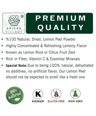 Dried Lemon Peel Granules (4 Oz) - Fresh Citrus Fruit Seasoning for Cooking, Baking & Tea - Kosher, Gluten Free - Spices Village - Buy Online on GoSupps.com