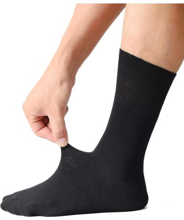 Polawind Men's Diabetic Socks 6 Pair Pack - Size 10-13 Wide, Loose Top, Ankle Socks for Edema & Neuropathy - Non-Binding, Extra Wide Diabetes Sock - Black - Buy Online on GoSupps.com