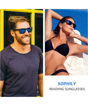 Full Reader Sunglasses for Men & Women - Mirrored Pink/Blue Lenses Outdoor Stylish Design Black Frame - 1.5x Magnification - Buy Online on GoSupps.com