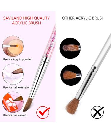Saviland Acrylic Nail Brush Set - 2pcs Professional Round Nail Art Brushes for Acrylic Application with Liquid Glitter Handle - Size 8 & 12 - Buy Online on GoSupps.com