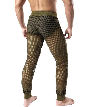 JOGAL Men's Mesh Fishnet See Through Pants Armygreen Medium - Buy Online on GoSupps.com