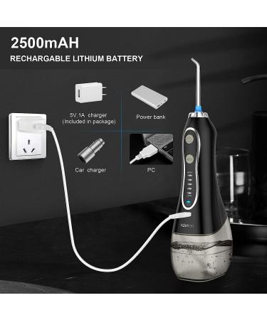 H2ofloss Portable Water Flosser | 5 Modes, 6 Jet Tips, Waterproof Teeth Cleaner - Rechargeable for Home & Travel | 300ml Reservoir - Buy Online on GoSupps.com