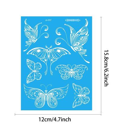 JANSONG Temporary Waterproof Body Art Tattoo Stickers - 5 Pieces of White Flowers, Snowflakes, Stars, Moon, and Butterfly Patterns - Buy Online on GoSupps.com