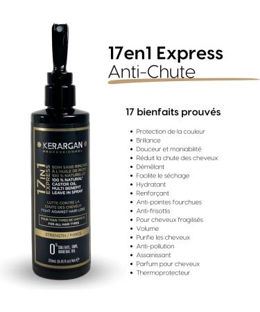 Kerargan - Anti-Hair Loss Castor Oil Tonic Lotion for Fortified Hair - Moisturizing Detangling Volume and Anti-Frizz - Sulfate GMO and Mineral Oil Free - 250ml - Buy Online on GoSupps.com