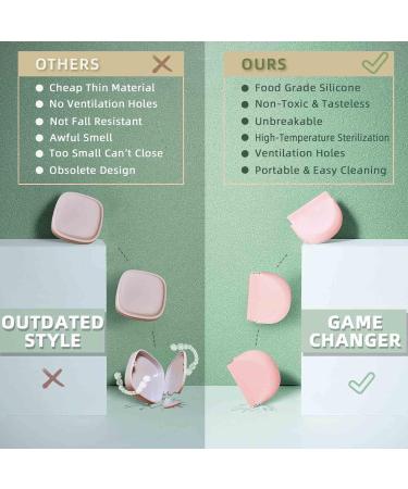 Pink Silicone Retainer Case with Vent Holes | Dental Holder with Lanyard for Braces & Aligners | Portable & Slim Design for Kids & Adults - Buy Online on GoSupps.com
