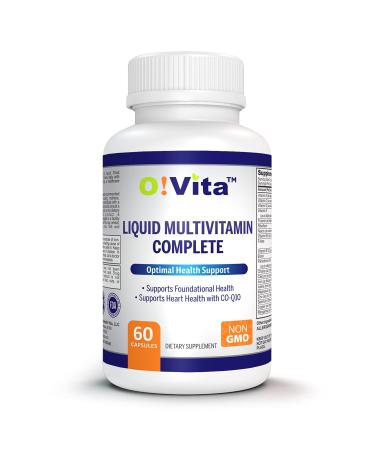O!VITA Liquid Multivitamin Complete with a Full Spectrum of Vitamins and Minerals Plus 42 Fruits and Vegetable Proprietary Blend Easy Absorption (60 Vegan Liquid Filled Capsules)