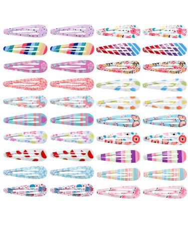 40 Pcs Girls Hair Clips No Slip Metal Snap Hair Clips Hair Barrettes Fashion HairPins Headwear Hair Accessories Pattern Hair Clips for Girls and Women (2.0 Inch Multi-colored) 2.0 Inch (Pack of 40) Multi-colored