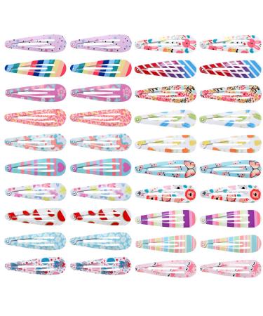 40 Pcs Girls Hair Clips No Slip Metal Snap Hair Clips Hair Barrettes Fashion HairPins Headwear Hair Accessories Pattern Hair Clips for Girls and Women (2.0 Inch Multi-colored) 2.0 Inch (Pack of 40) Multi-colored