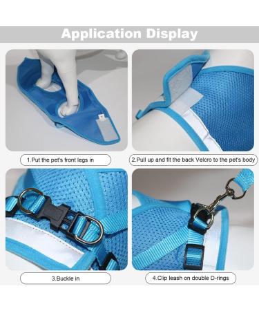 Meioro Adjustable Dog Harness with Leash - Soft Padded Vest for Small & Medium Dogs Reflective Design Dishwasher-Friendly Black & Azure Blue (XL 47-52cm) - Buy Online on GoSupps.com
