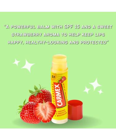 CARMEX Strawberry SPF15 Lip Balm Stick (4.25g) Softens and Hydrates Lips (Pack of 2) 1 (Pack of 2) - Buy Online on GoSupps.com