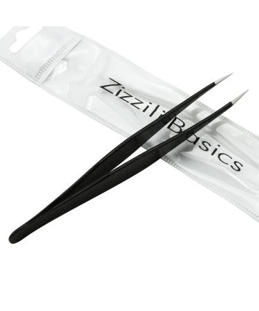 Zizzili Basics Stainless Steel Ingrown Hair Tweezers with Precision Tips - Splinter, Eyebrow, and Facial Hair Removal - Bonus Tip Guard & Carry Pouch - Buy Online on GoSupps.com