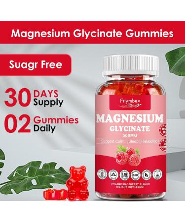 Magnesium Glycinate Gummies 500mg | Relaxation Calm Magnesium Gummies | Sugar-Free | Non-GMO | Gluten-Free | Vegan-Friendly for Adults & Kids (60 Raspberry Gummies) - Buy Online on GoSupps.com